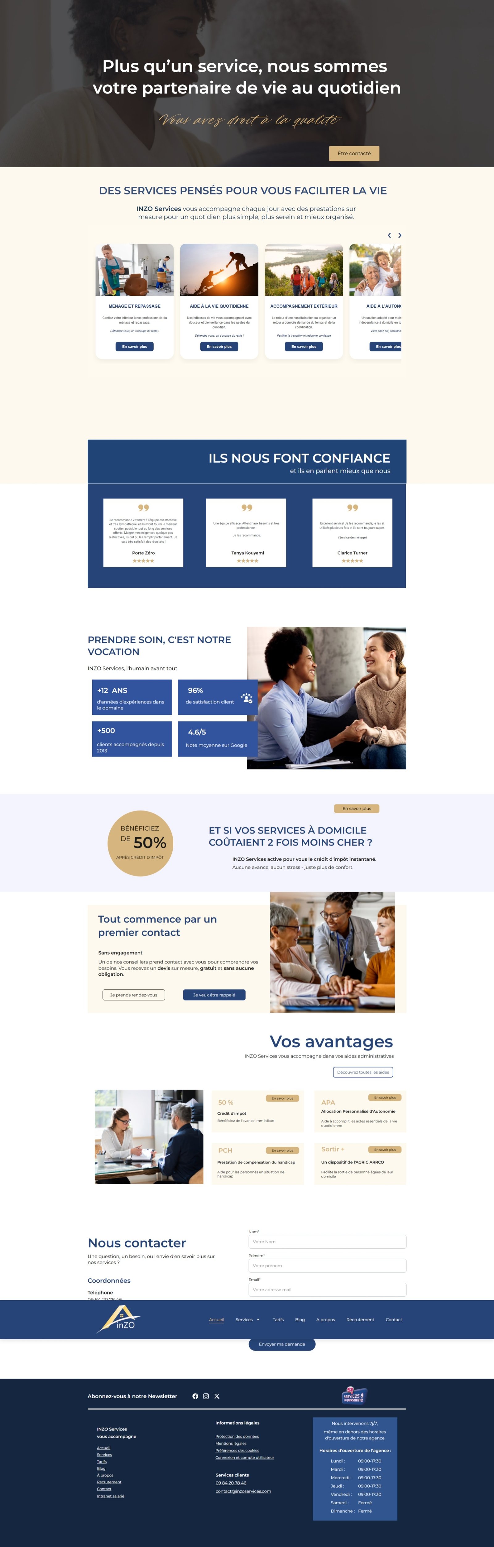 Page d'accueil du site Inzo Services